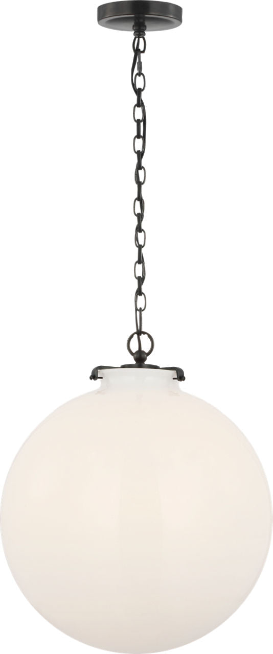 Katie Large Globe Pendant | Bronze | White Glass