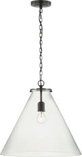 Katie Large Conical Pendant | Bronze | Clear Glass