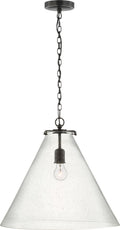 Katie Large Conical Pendant | Bronze | Seeded Glass