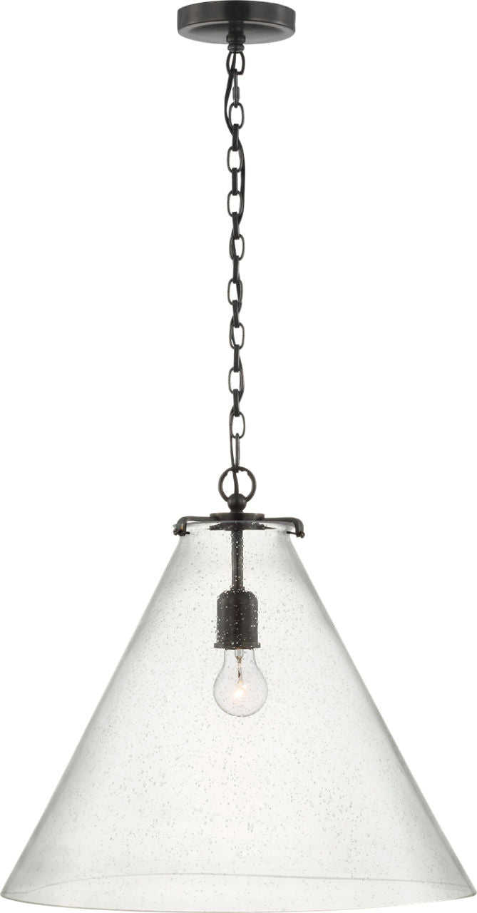 Katie Large Conical Pendant | Bronze | Seeded Glass