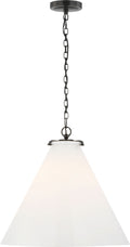 Katie Large Conical Pendant | Bronze | White Glass