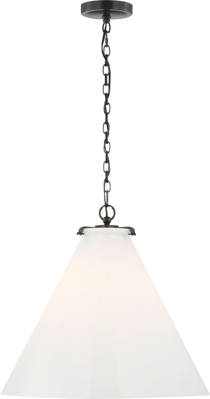 Katie Large Conical Pendant | Bronze | White Glass