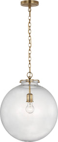 Katie Large Globe Pendant | Hand-Rubbed Antique Brass | Clear Glass