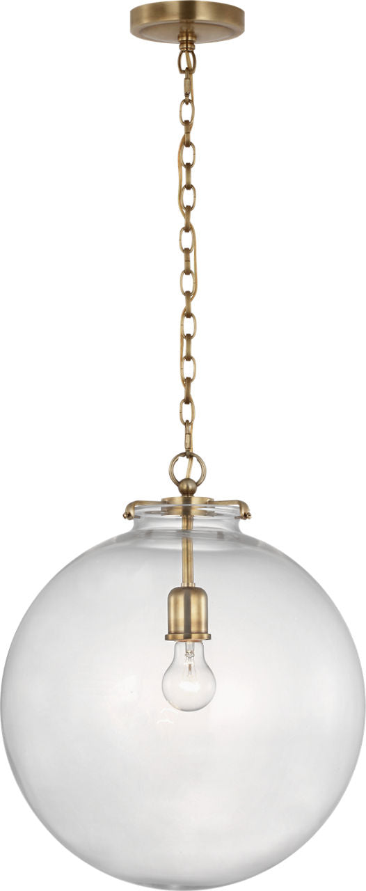 Katie Large Globe Pendant | Hand-Rubbed Antique Brass | Clear Glass
