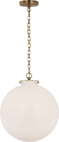 Katie Large Globe Pendant | Hand-Rubbed Antique Brass | White Glass
