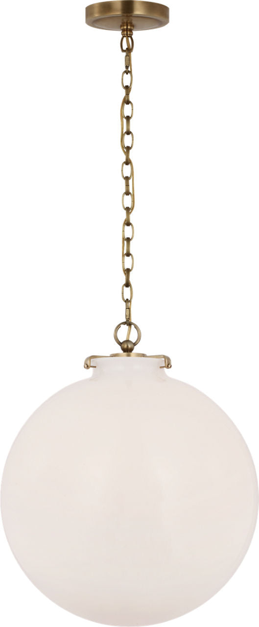 Katie Large Globe Pendant | Hand-Rubbed Antique Brass | White Glass