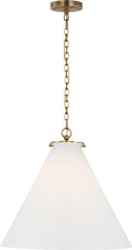 Katie Large Conical Pendant | Hand-Rubbed Antique Brass | White Glass