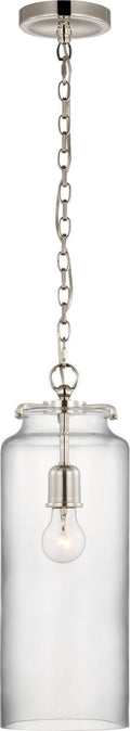 Katie Large Cylinder Pendant | Polished Nickel | Clear Glass