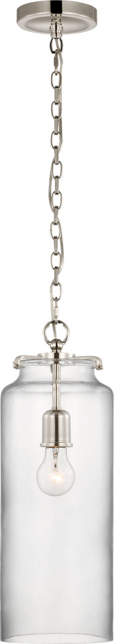 Katie Large Cylinder Pendant | Polished Nickel | Clear Glass