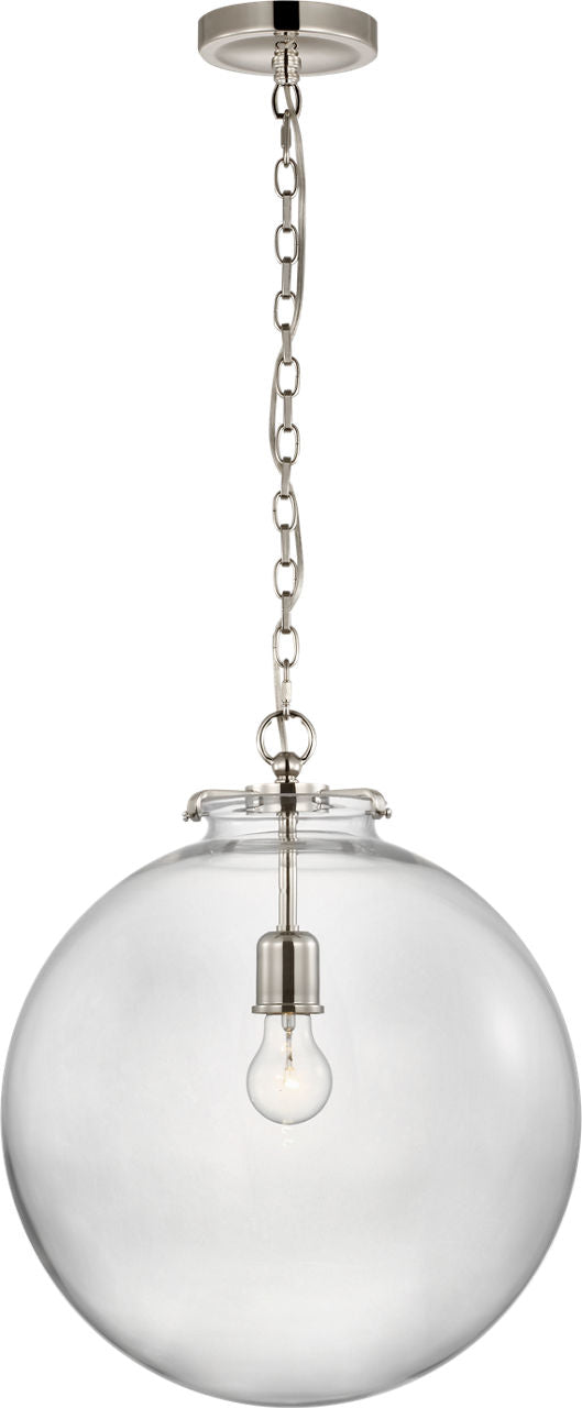 Katie Large Globe Pendant | Polished Nickel | Clear Glass