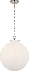 Katie Large Globe Pendant | Polished Nickel | White Glass