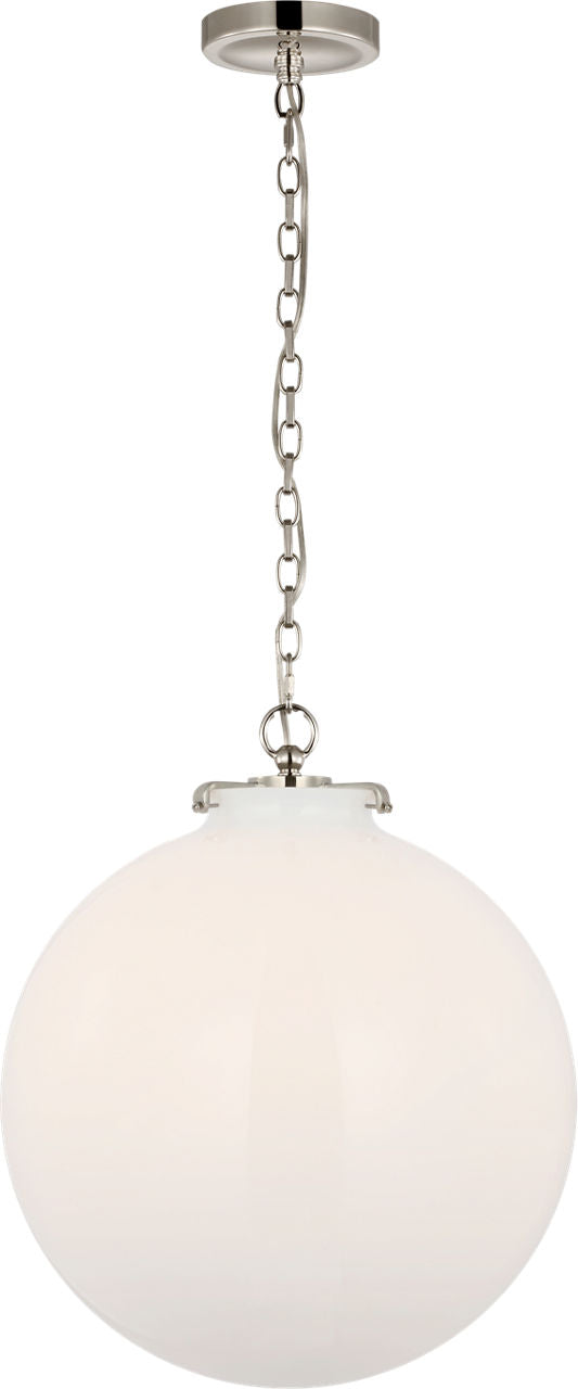 Katie Large Globe Pendant | Polished Nickel | White Glass