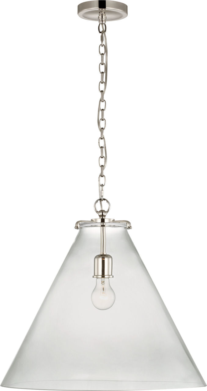 Katie Large Conical Pendant | Polished Nickel | Clear Glass