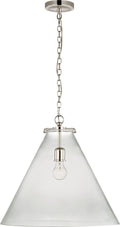Katie Large Conical Pendant | Polished Nickel | Clear Glass