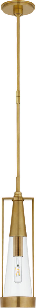 Calix Small Pendant | Hand-Rubbed Antique Brass | Clear Glass