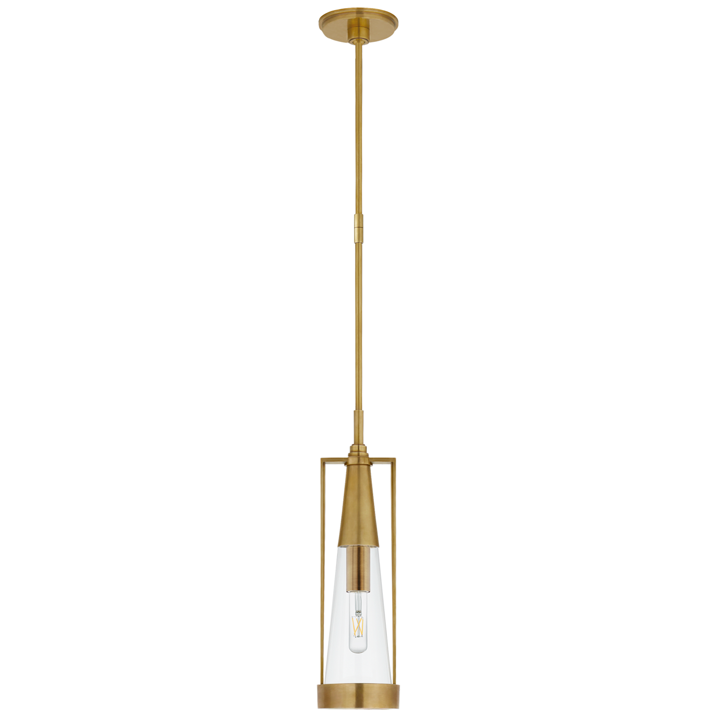 Calix Small Pendant | Hand-Rubbed Antique Brass | Clear Glass