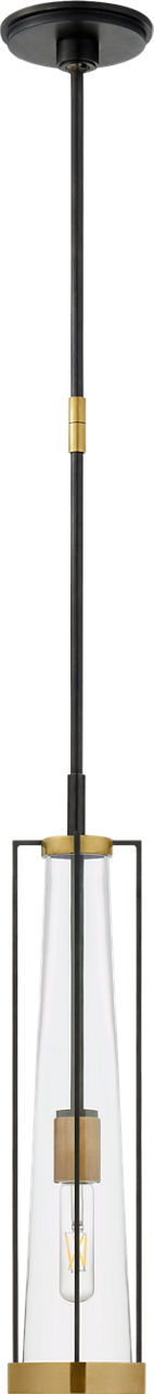 Calix Tall Pendant | Bronze and Brass | Clear Glass