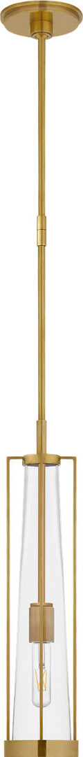 Calix Tall Pendant | Hand-Rubbed Antique Brass | Clear Glass