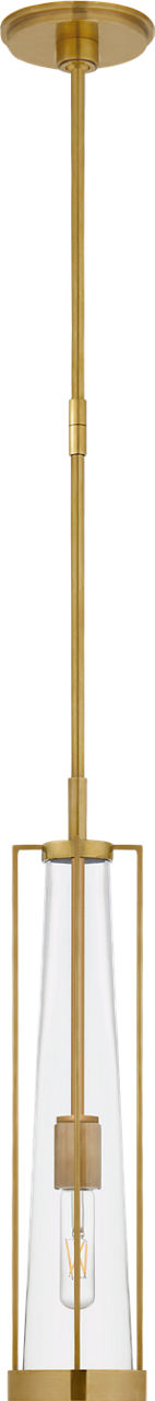 Calix Tall Pendant | Hand-Rubbed Antique Brass | Clear Glass