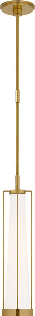Calix Tall Pendant | Hand-Rubbed Antique Brass | White Glass