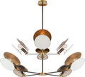 Osiris Large Reflector Chandelier | Bronze and Hand-Rubbed Antique Brass | Linen Diffuser