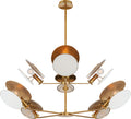 Osiris Large Reflector Chandelier | Hand-Rubbed Antique Brass | Linen Diffuser