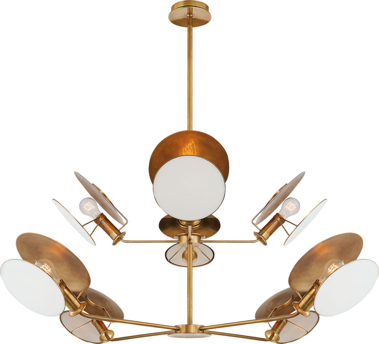 Osiris Large Reflector Chandelier | Hand-Rubbed Antique Brass | Linen Diffuser