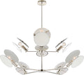 Osiris Large Reflector Chandelier | Polished Nickel | Linen Diffuser