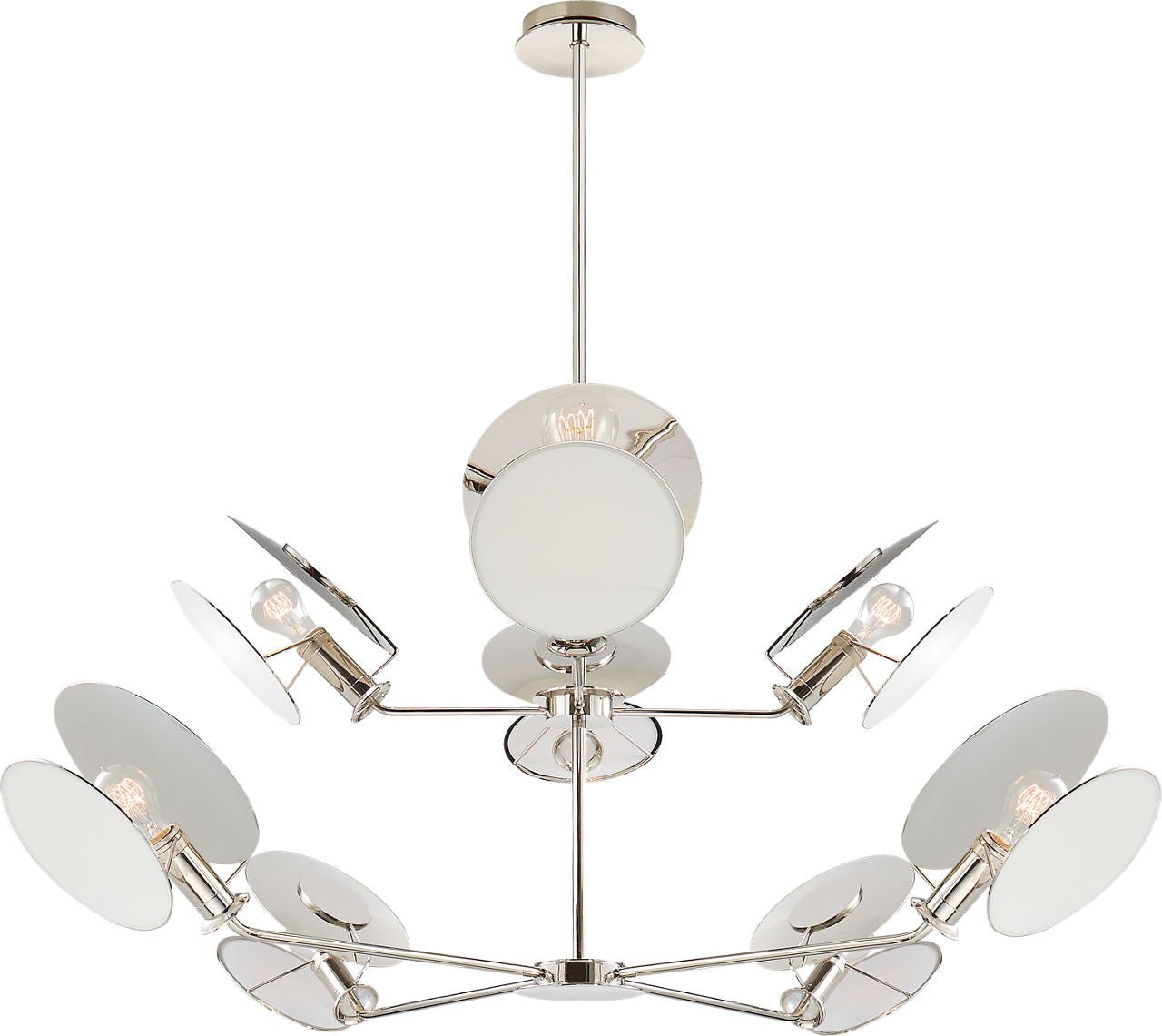 Osiris Large Reflector Chandelier | Polished Nickel | Linen Diffuser