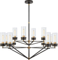 Marais Large Chandelier | Bronze and Hand-Rubbed Antique Brass | Clear Glass