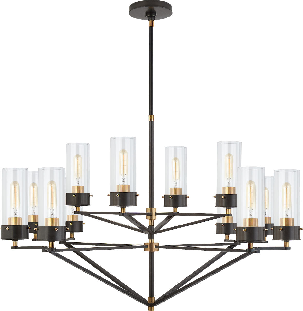 Marais Large Chandelier | Bronze and Hand-Rubbed Antique Brass | Clear Glass