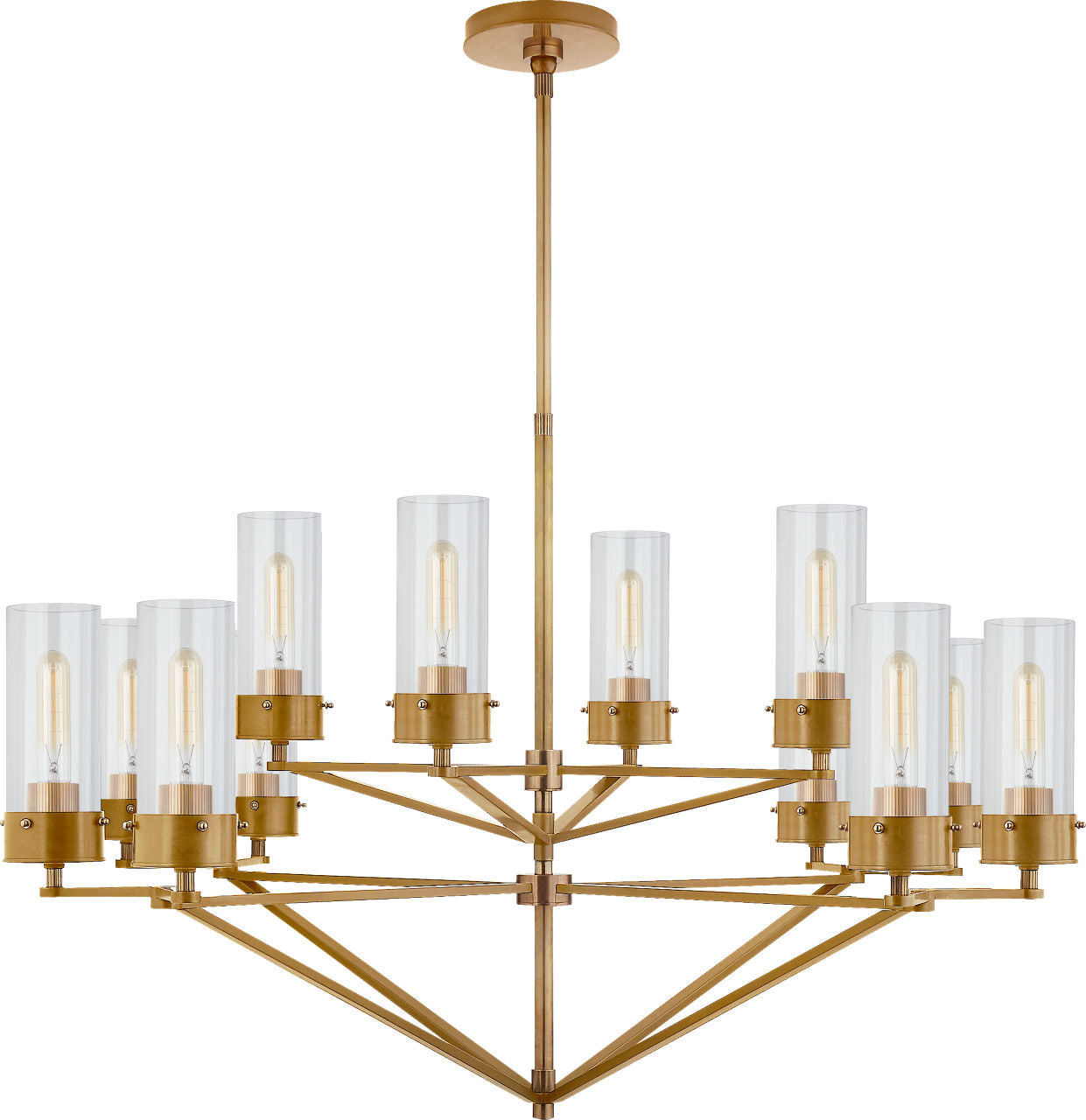 Marais Large Chandelier | Hand-Rubbed Antique Brass | Clear Glass