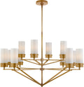Marais Large Chandelier | Hand-Rubbed Antique Brass | White Glass