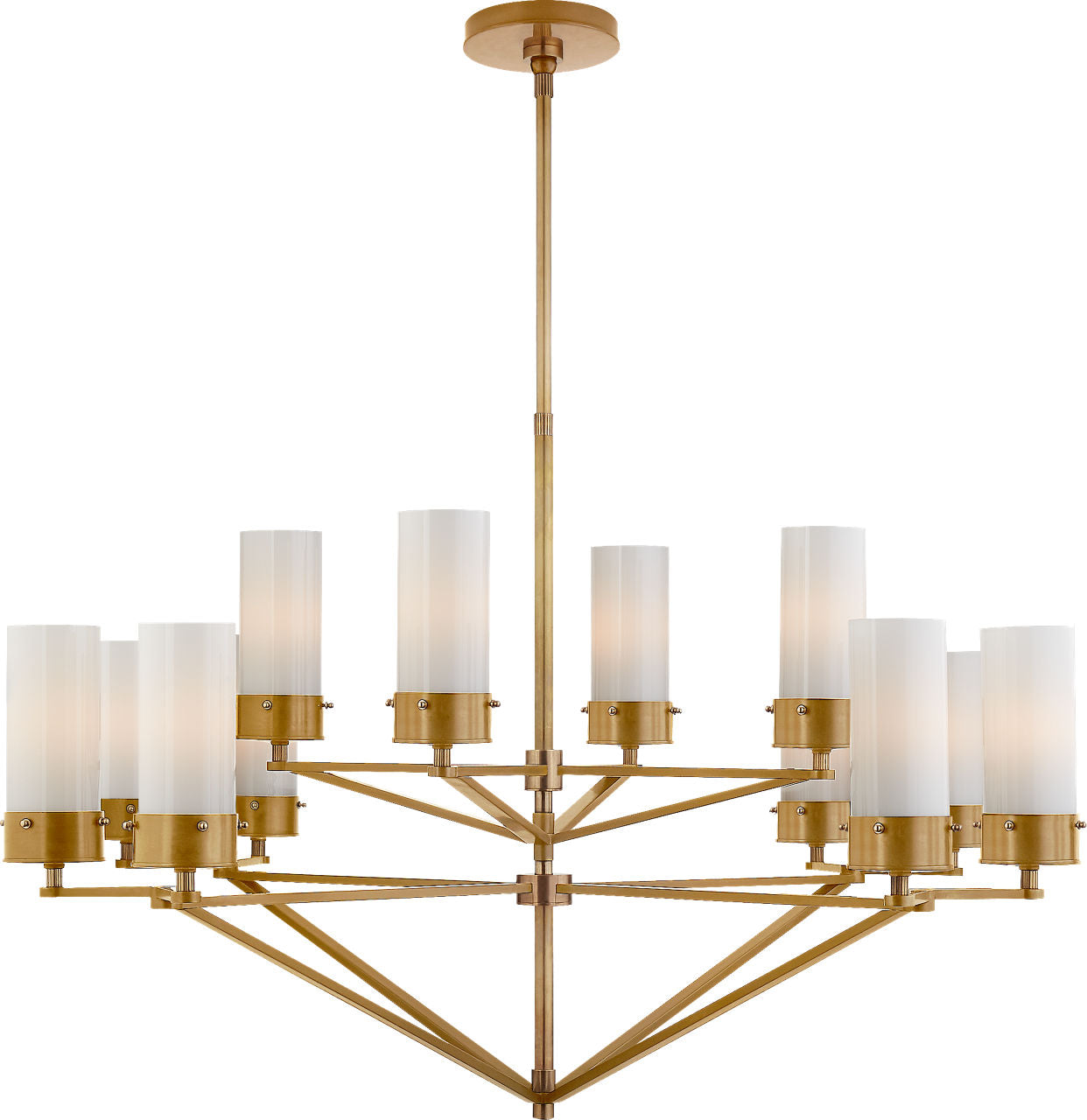 Marais Large Chandelier | Hand-Rubbed Antique Brass | White Glass