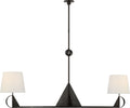 Auxerre Extra Large Blacksmith Linear Chandelier | Aged Iron | Linen Shades