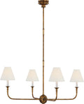 Piaf Large Chandelier | Antique Gild | Linen Shades