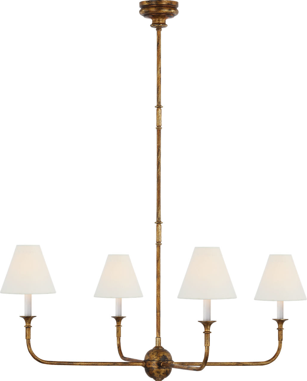 Piaf Large Chandelier | Antique Gild | Linen Shades