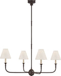 Piaf Large Chandelier | Aged Iron and Ebonized Oak | Linen Shades