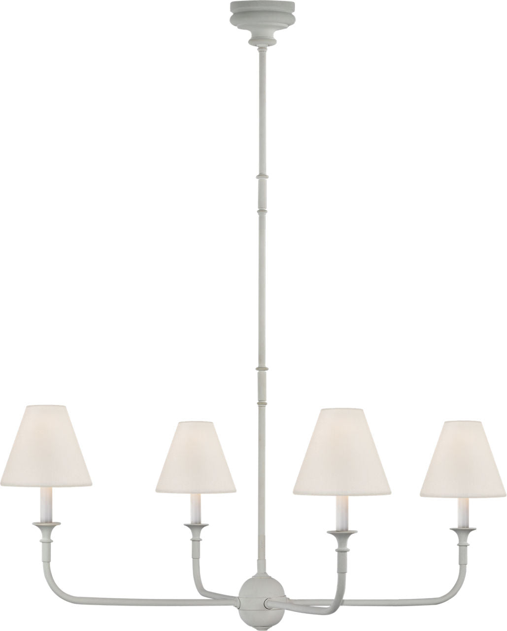 Piaf Large Chandelier | Plaster White | Linen Shades