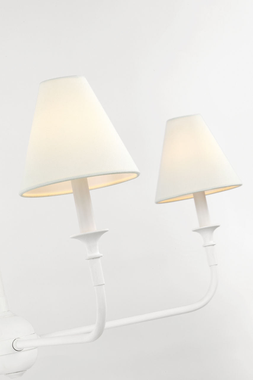 Piaf Large Chandelier | Plaster White | Linen Shades