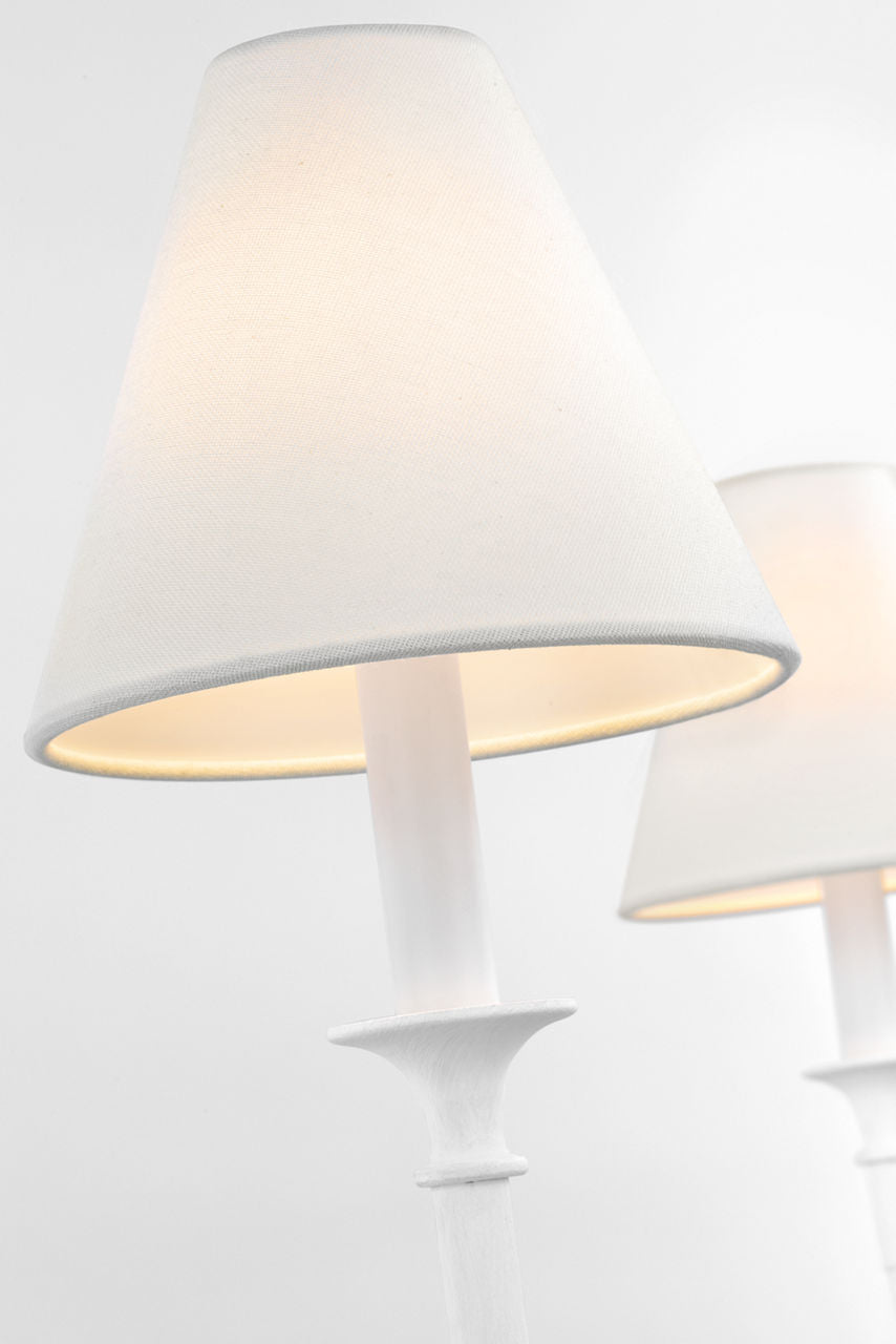 Piaf Large Chandelier | Plaster White | Linen Shades