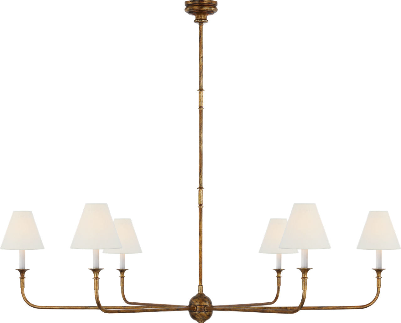 Piaf Grande Chandelier | Antique Gild | Linen Shades
