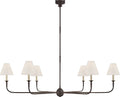 Piaf Grande Chandelier | Aged Iron and Ebonized Oak | Linen Shades