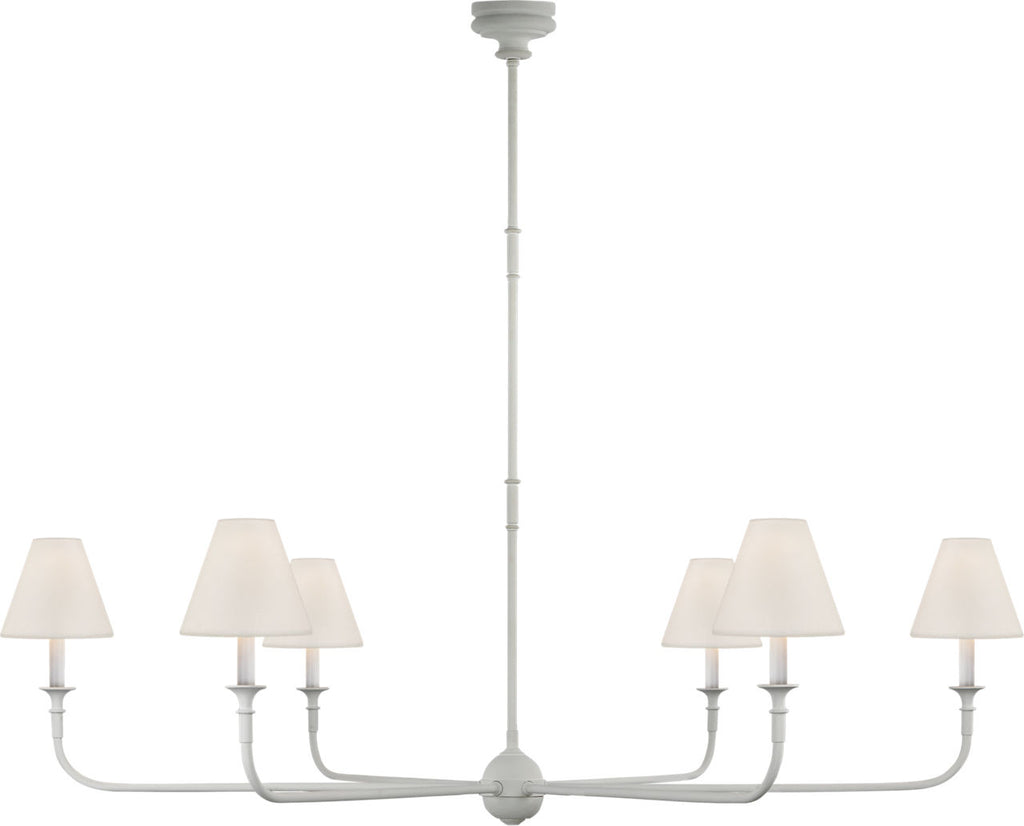 Piaf Grande Chandelier | Plaster White | Linen Shades
