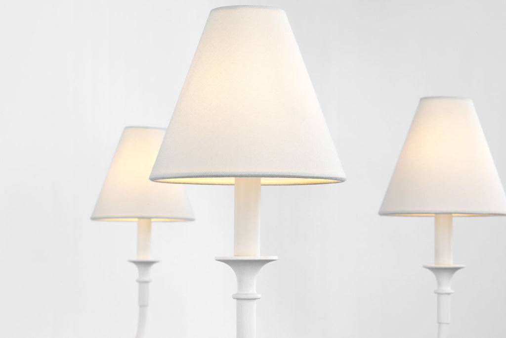 Piaf Grande Chandelier | Plaster White | Linen Shades