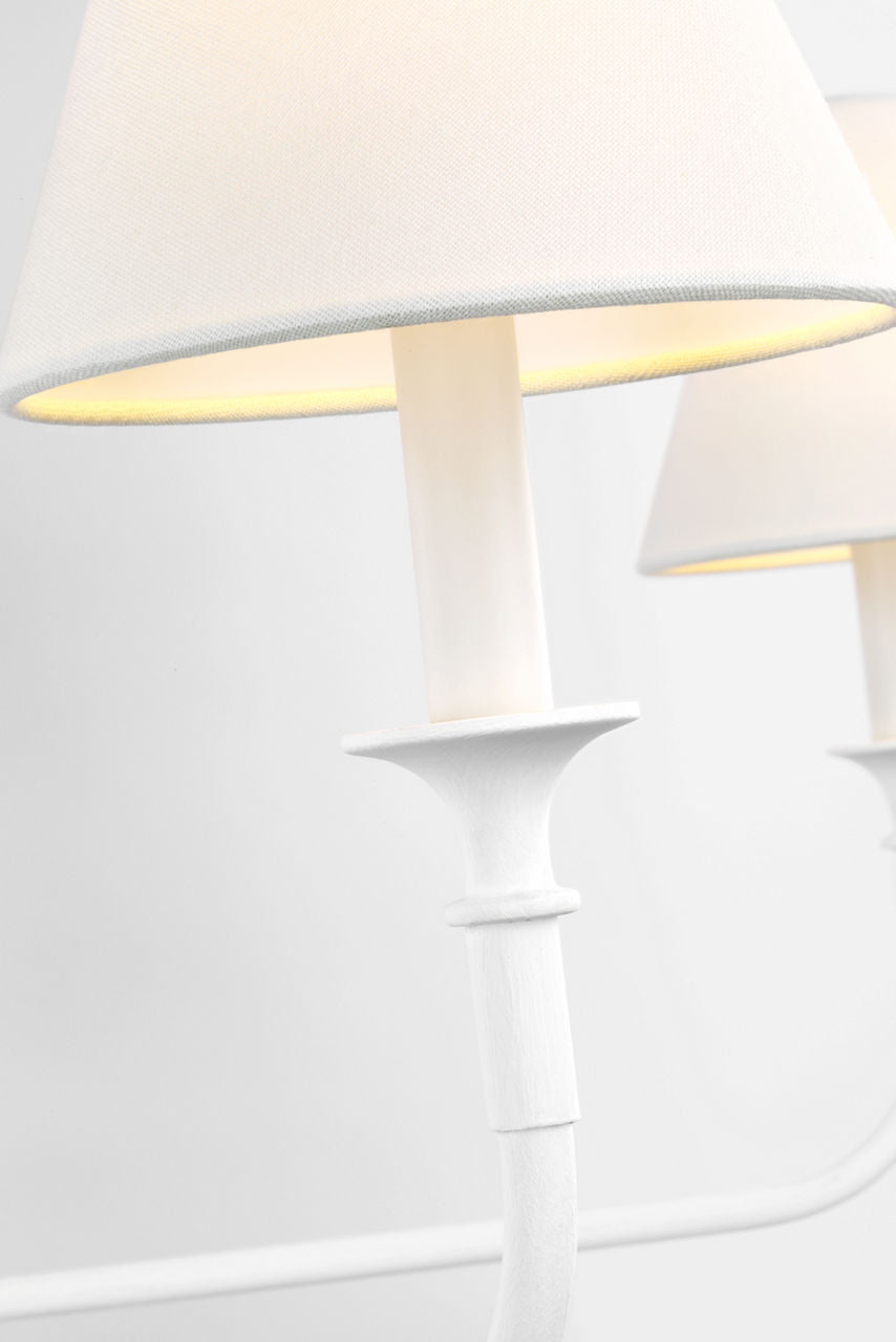 Piaf Grande Chandelier | Plaster White | Linen Shades