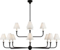 Piaf Grande Two-Tier Chandelier | Aged Iron and Ebonized Oak | Linen Shades