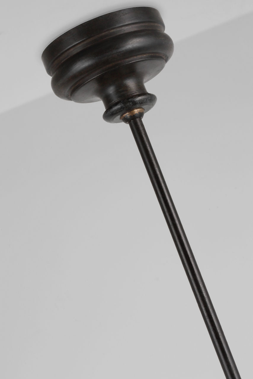 Piaf Grande Two-Tier Chandelier | Aged Iron and Ebonized Oak | Linen Shades