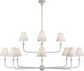 Piaf Grande Two-Tier Chandelier | Plaster White | Linen Shades