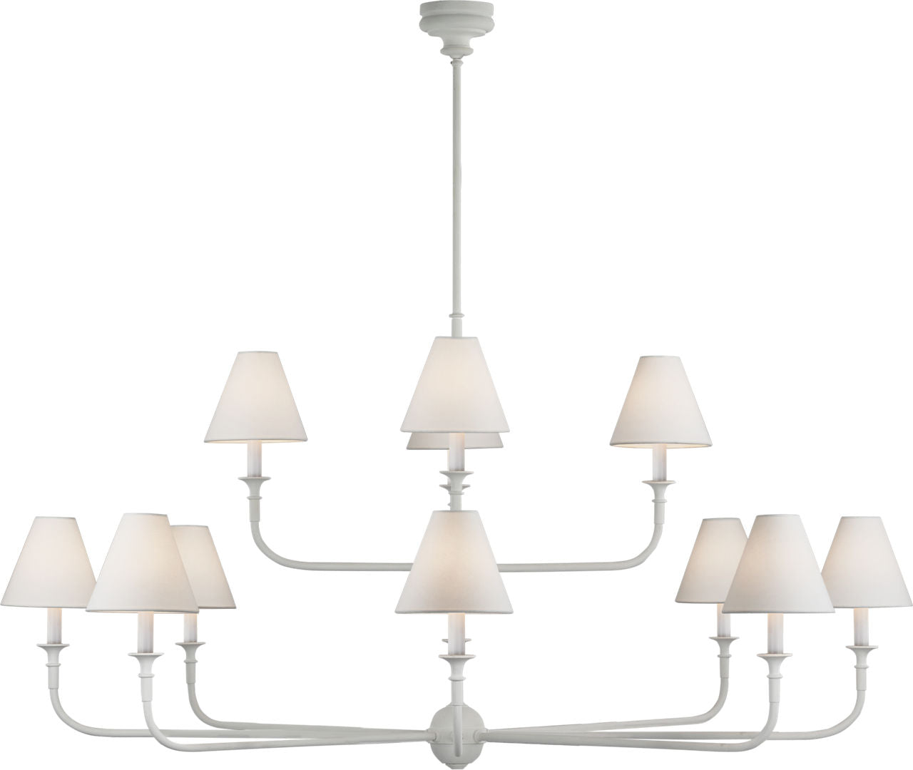 Piaf Grande Two-Tier Chandelier | Plaster White | Linen Shades